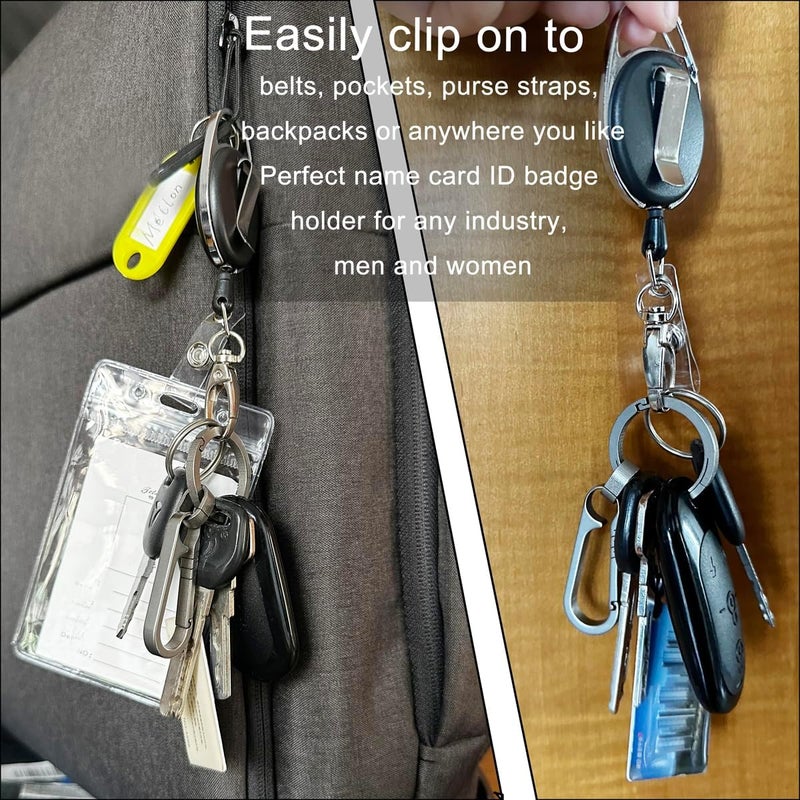 HoAoOo Retractable Badge Reel with Claw Clasp and Clip for Id Card Holders (2Pack) - Image 5